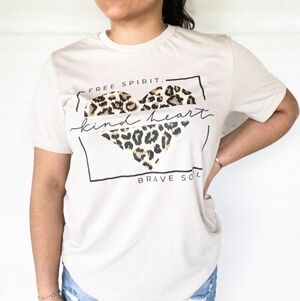 Graphic Tee with Leopard Heart Design